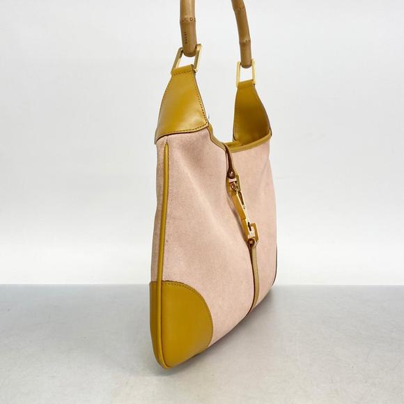 Gucci Handbag Pink Bamboo Suede Brown - Picture 1 of 12